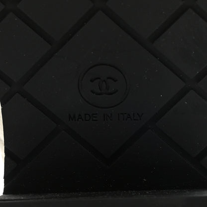 Chanel Pearly Calfskin Patent Calfskin Quilted Lace Up Boots 35 White Light Gray Black 6 of 9