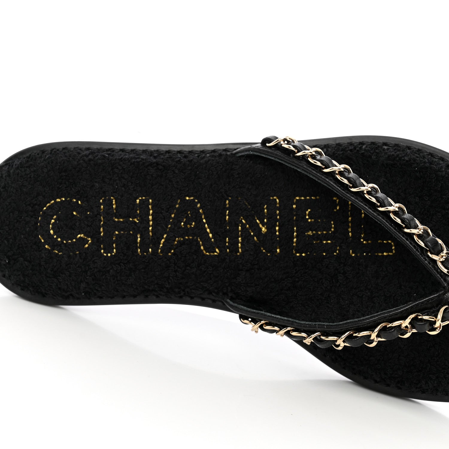 Chanel Lambskin CC Chain Thong Sandals 35 Black 7 of 12