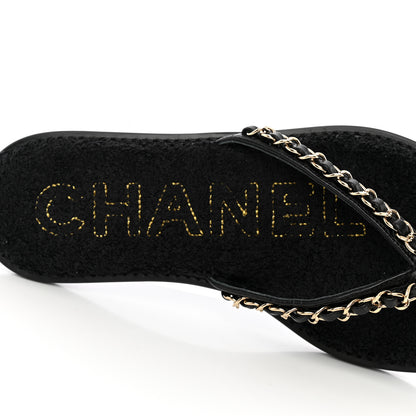 Chanel Lambskin CC Chain Thong Sandals 35 Black 7 of 12