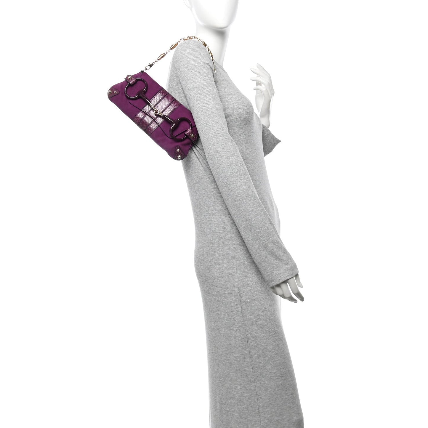 Tom Ford Suede Snakeskin Horsebit Clutch  Purple