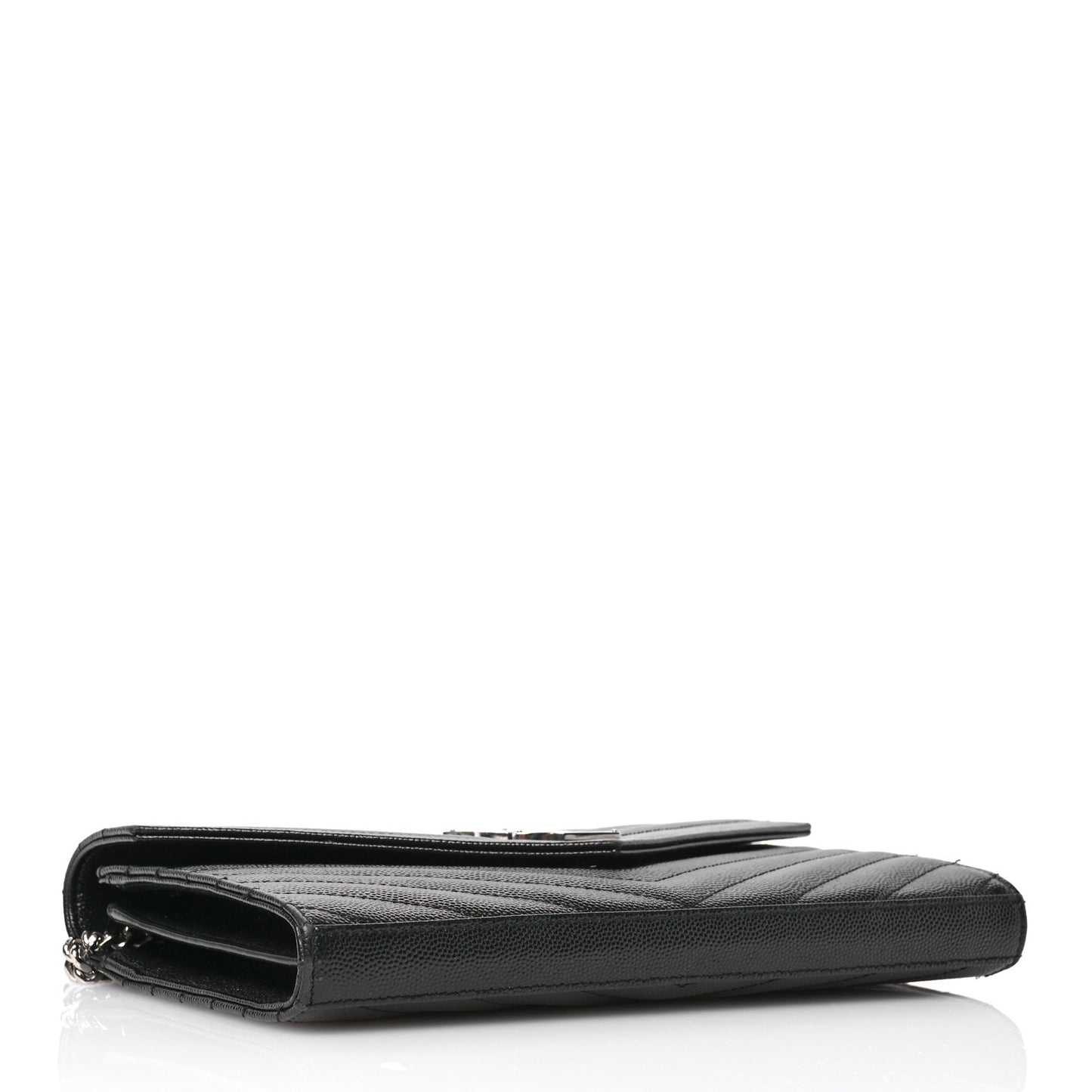 Grain De Poudre Matelasse Chevron Monogram Chain Wallet Black