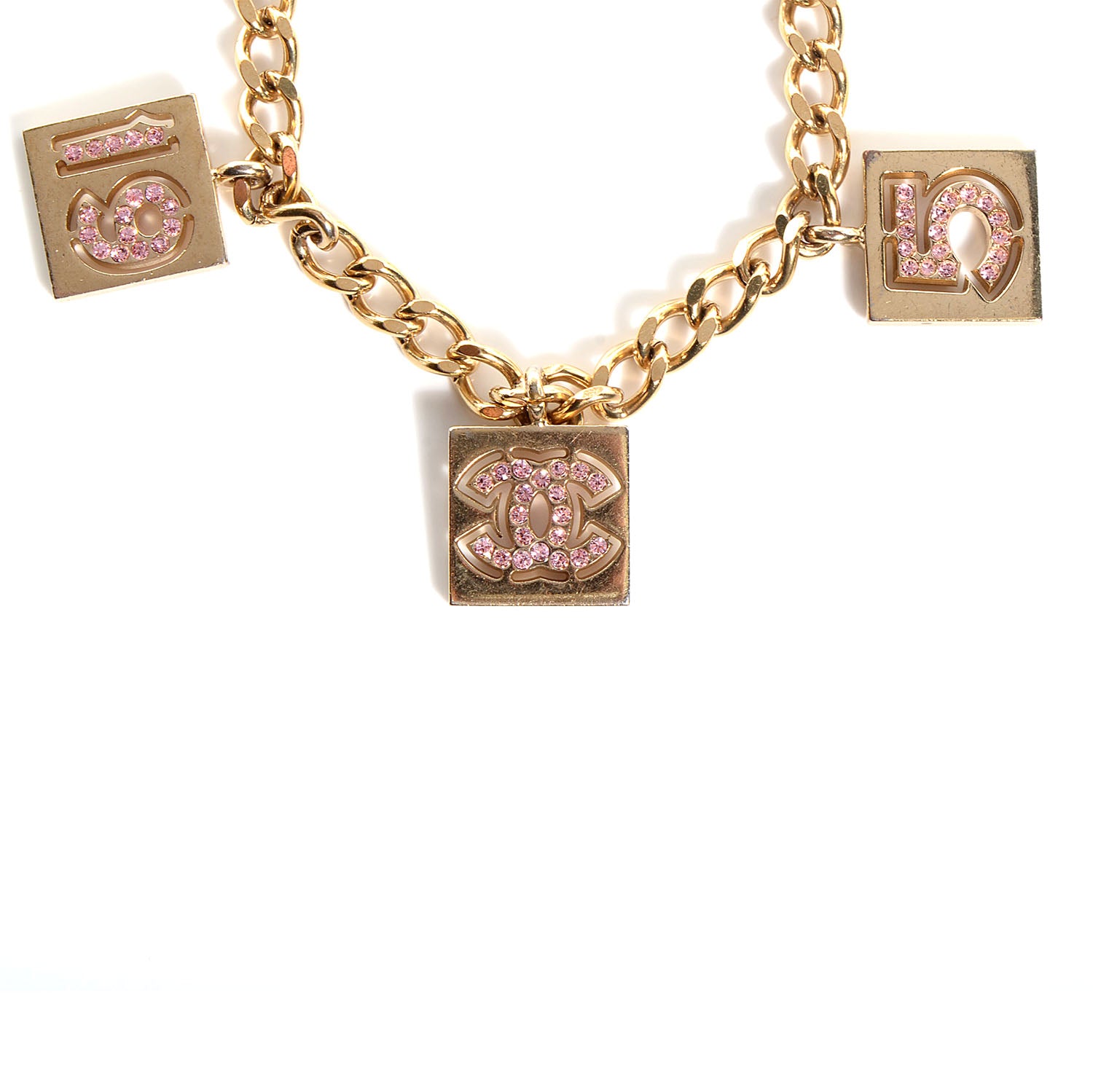 Chanel Crystal CC Charm Bracelet Pink Gold 4 of 6