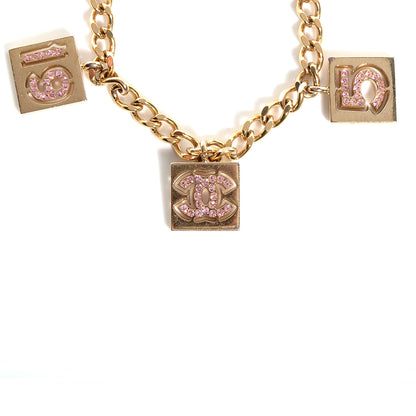 Chanel Crystal CC Charm Bracelet Pink Gold 4 of 6