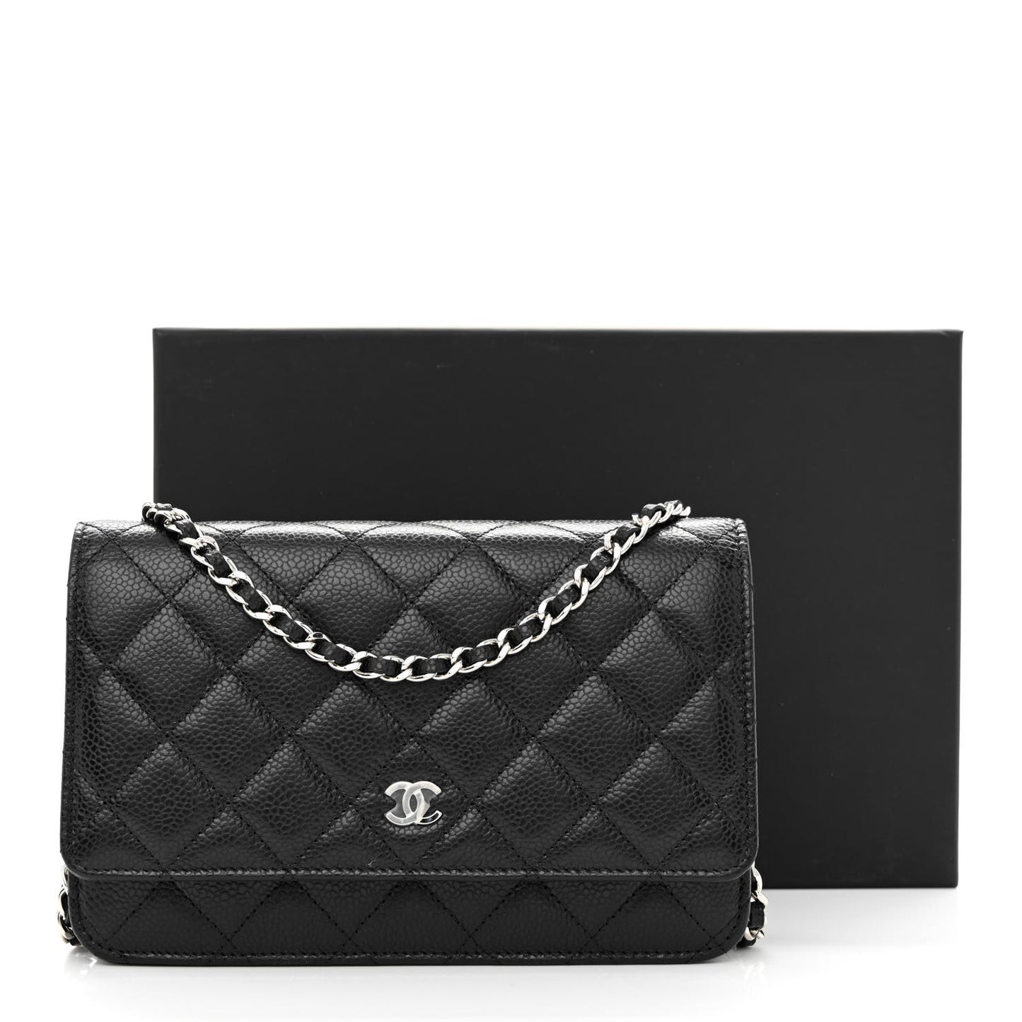 Caviar Quilted Wallet On Chain WOC Black