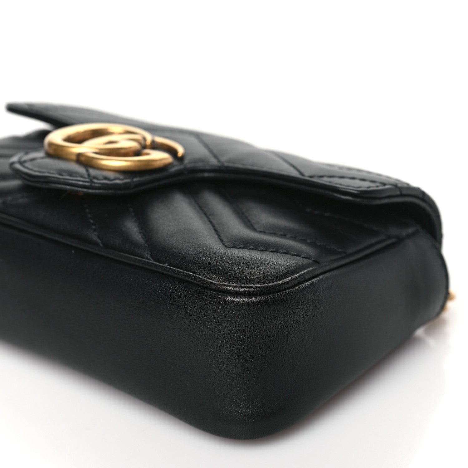 Gucci Calfskin Matelasse Super Mini GG Marmont Shoulder Bag Black 9 of 10