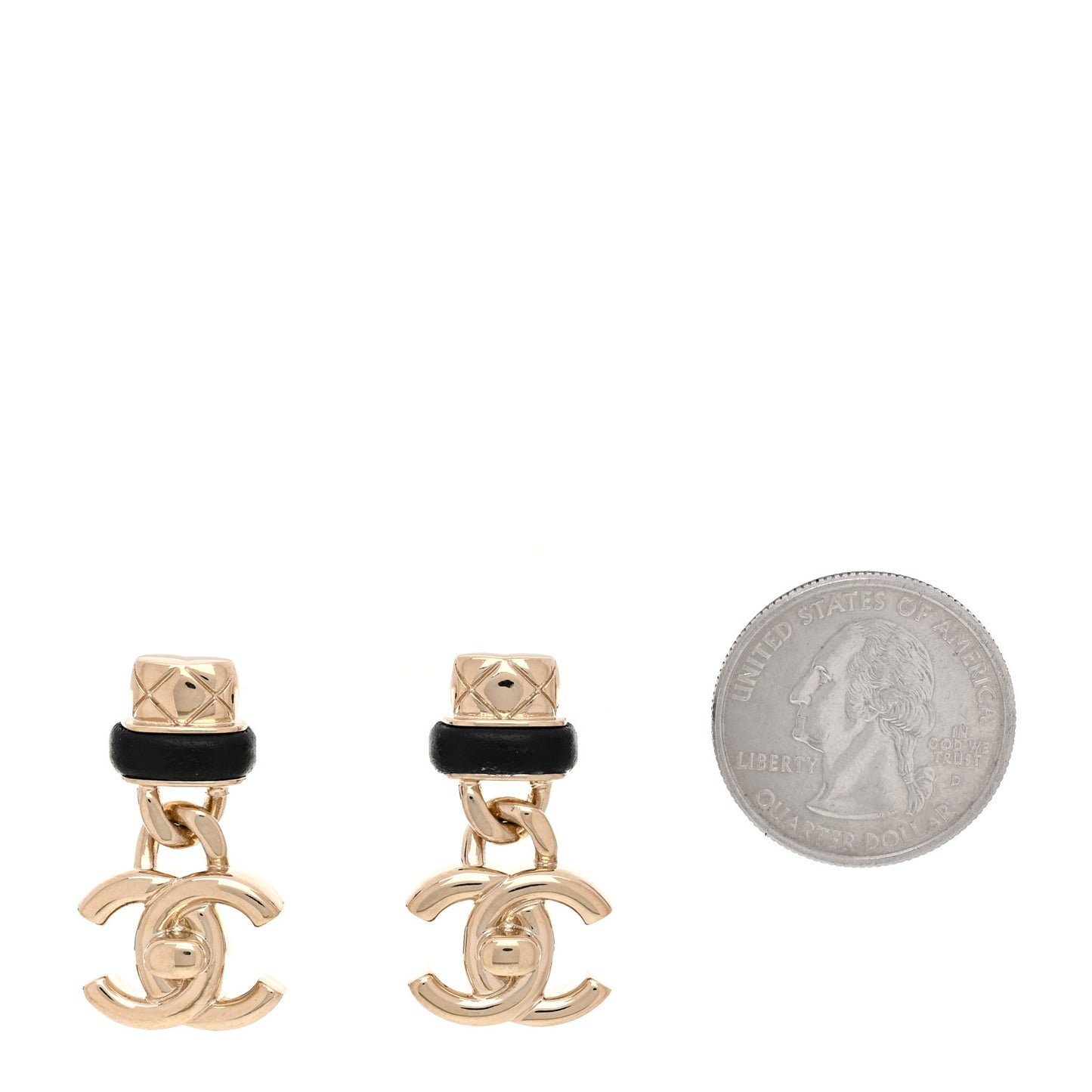 Lambskin CC Turnlock Drop Earrings Gold Black