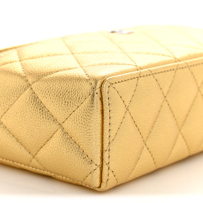Chanel Metallic Caviar Quilted Top Handle Slim Vanity With Chain Gold 9 of 11