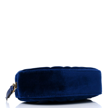 Gucci Velvet Matelasse GG Marmont Belt Bag 75 30 Cobalt Blue 3 of 12