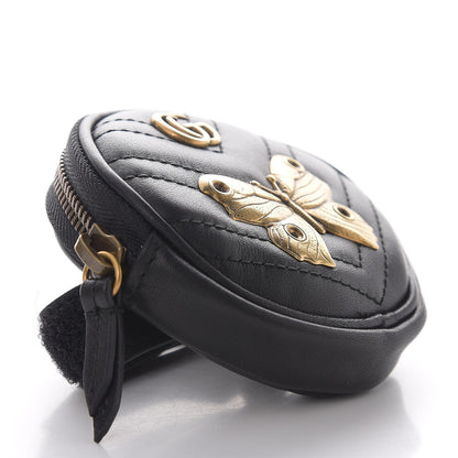 Gucci Calfskin Matelasse Animal Studs GG Marmont Round Wrist Wallet Black 7 of 13