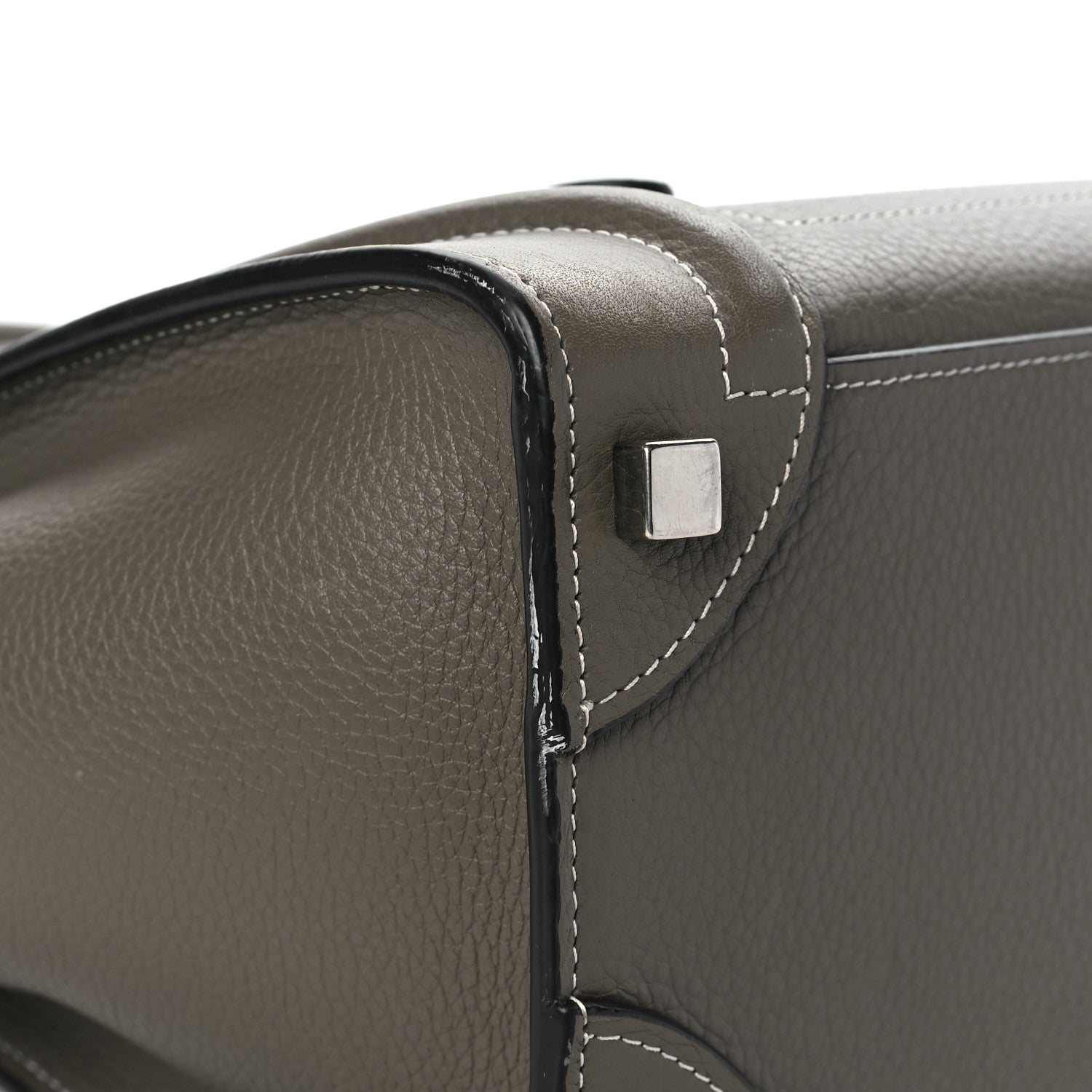 Celine Drummed Calfskin Micro Luggage Souris 9 of 9