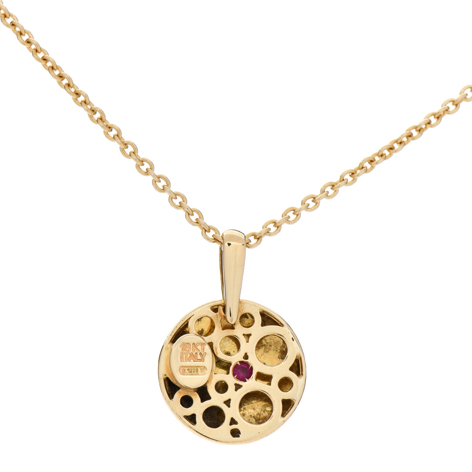 Roberto Coin 18K Yellow Gold Hammered Disc Pendant Necklace 3 of 3