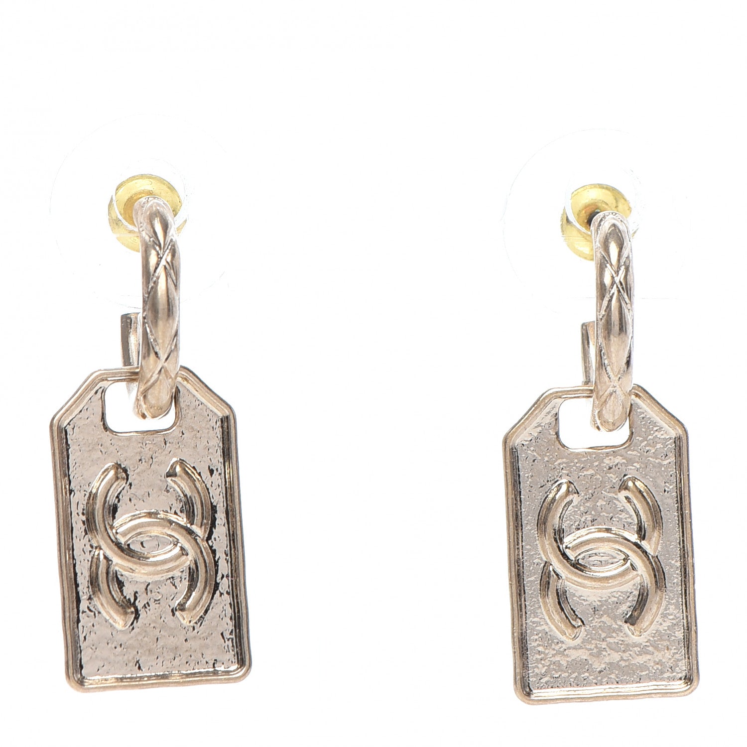 Chanel CC Tag Drop Earrings Gold 1 of 5