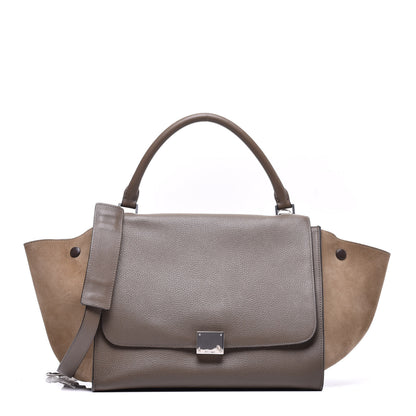 Celine Drummed Calfskin Suede Medium Trapeze Souris 1 of 9