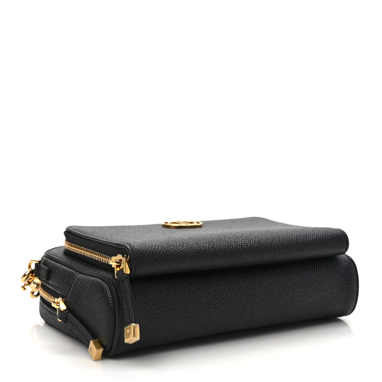 Christian Dior Grained Calfskin Caro Double Pouch Black 4 of 9