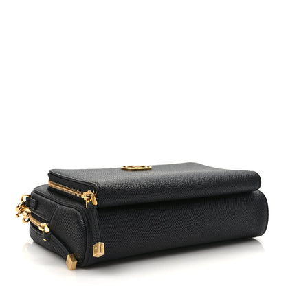 Christian Dior Grained Calfskin Caro Double Pouch Black 4 of 9