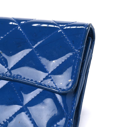 Chanel Patent Calfskin Quilted Large Flap Wallet Blue 9 of 10
