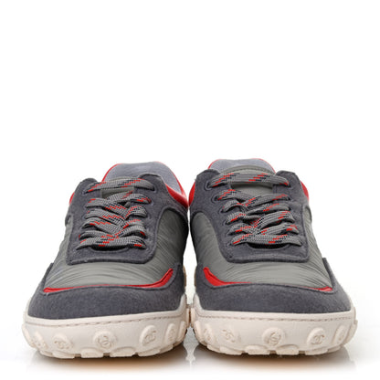 Chanel Nylon Calfskin Suede Womens CC Sneakers 38.5 Grey Orange 2 of 4