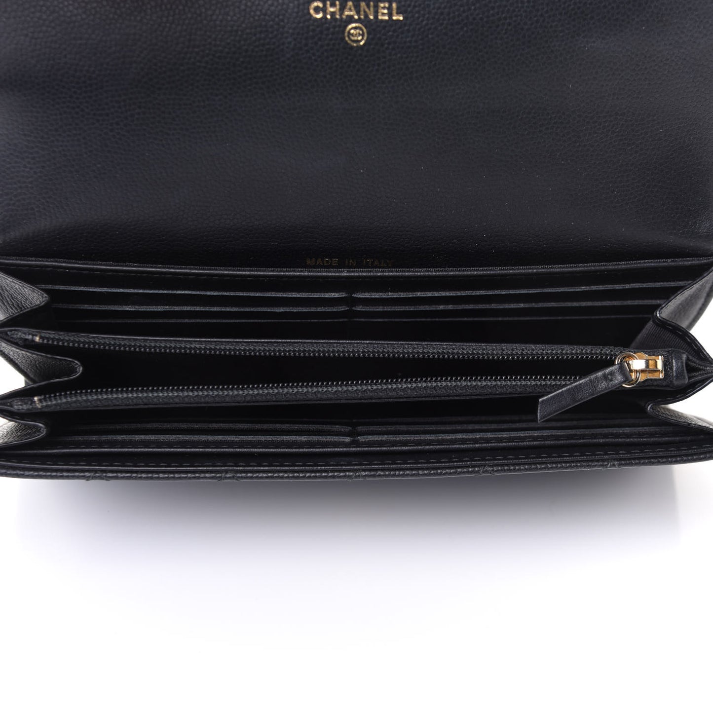 Caviar Quilted Large Boy Gusset Flap Wallet Black