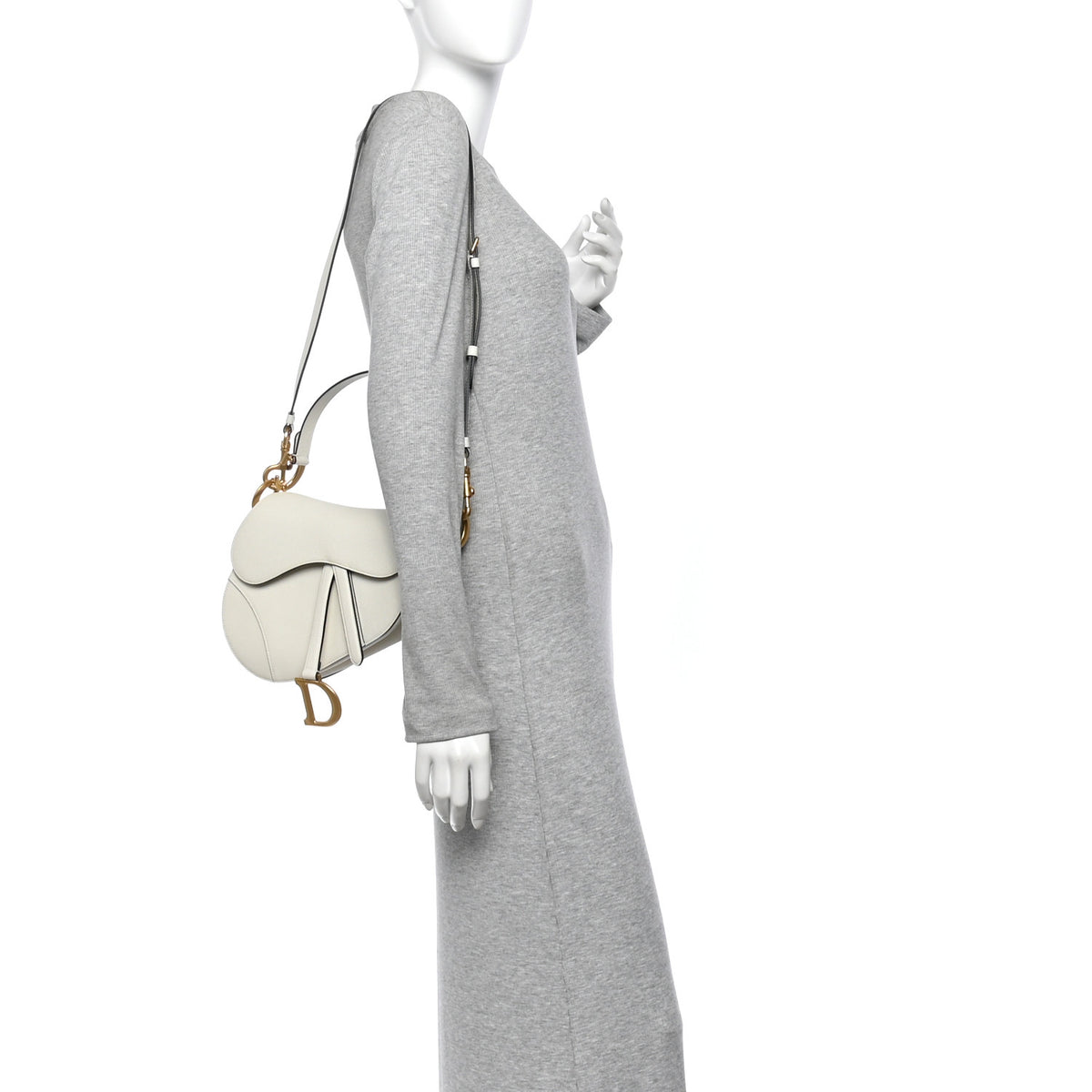 Grained Calfskin Saddle Bag With Strap Latte