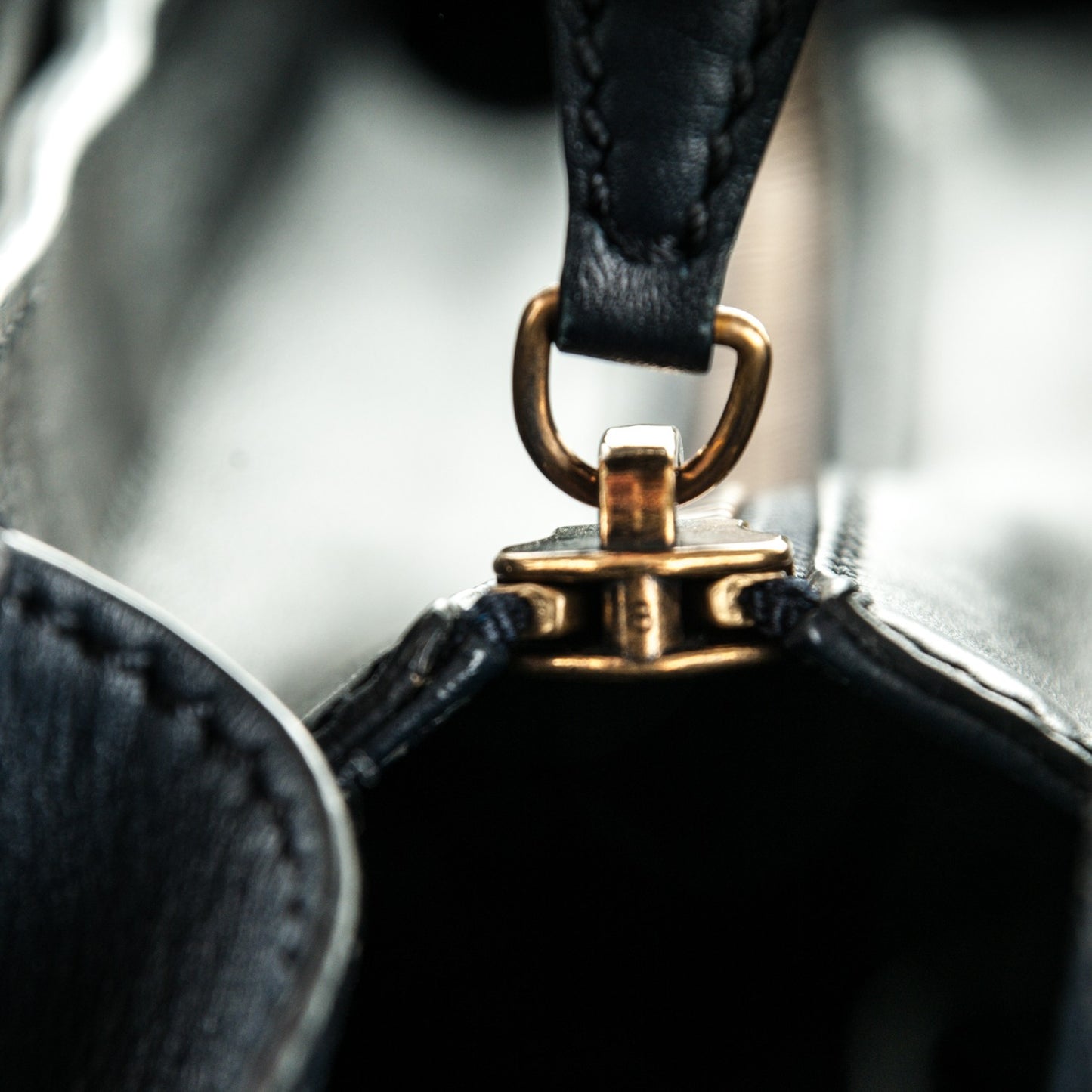 Smooth Calfskin Mini Luggage Navy Blue