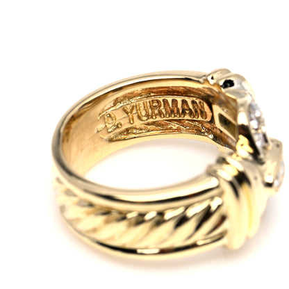 David Yurman 18K Yellow Gold Diamond Buckle Cable Ring 49 4.75 5 of 7