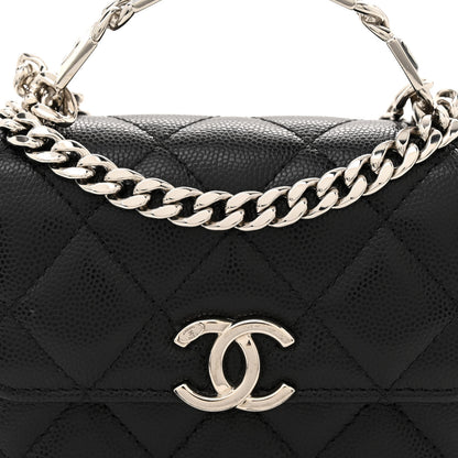 Chanel Caviar Quilted Pick Me Up Clutch With Chain Black 9 of 12
