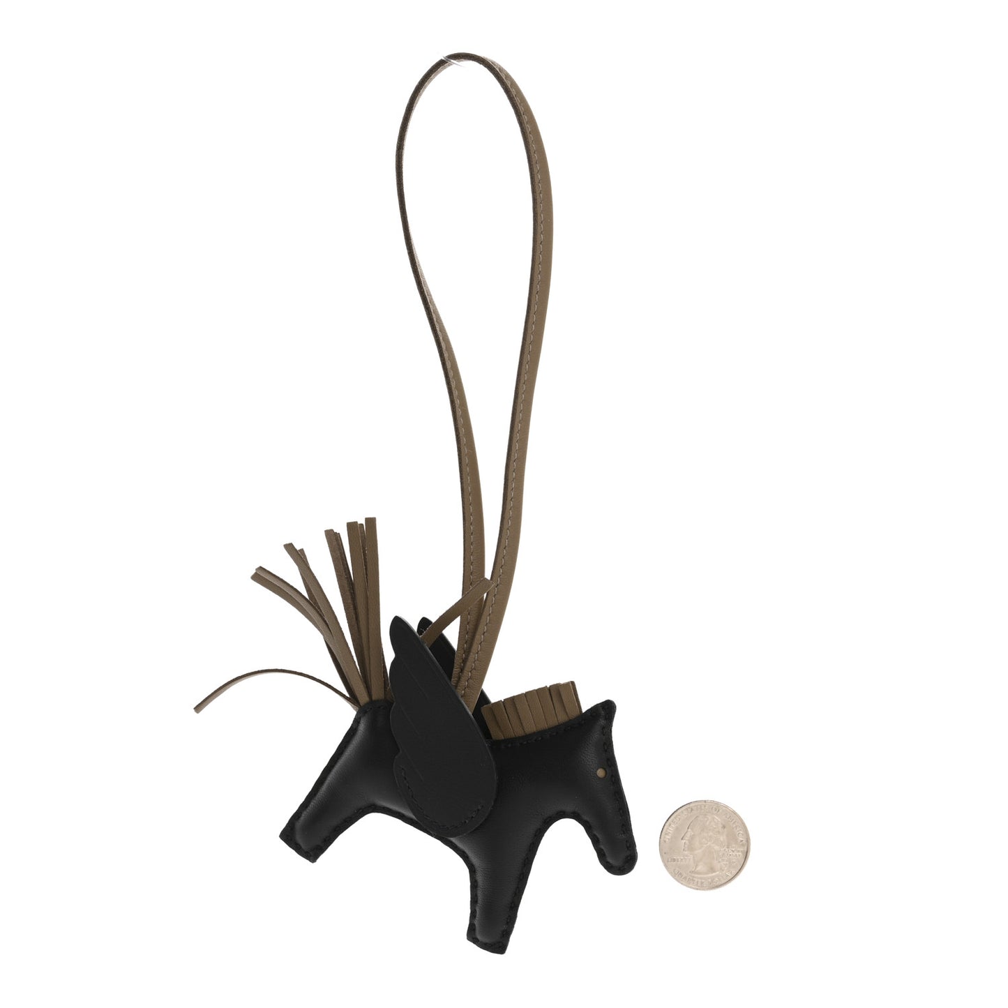 Milo Lambskin Grigri Rodeo Pegase Horse Bag Charm PM Black Etoupe