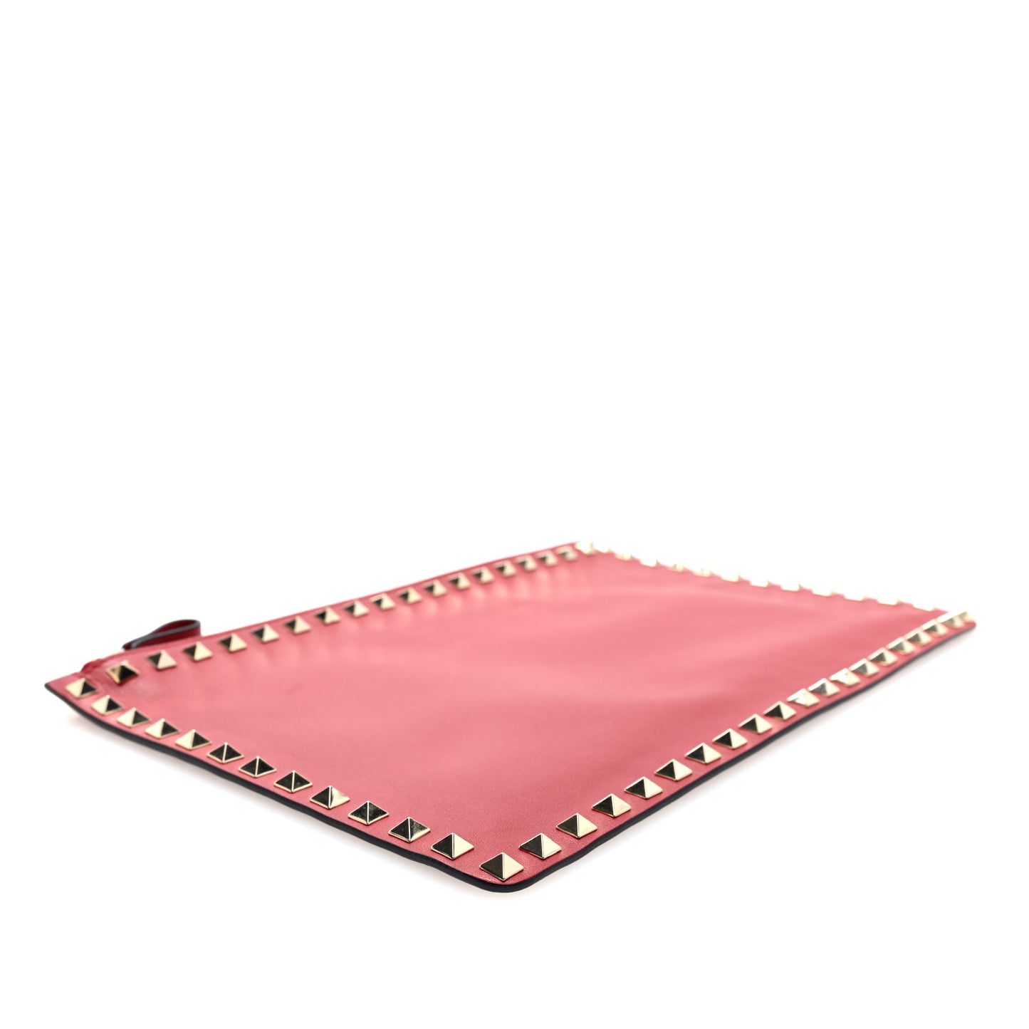 Vitello Large Rockstud Zip Pouch Red