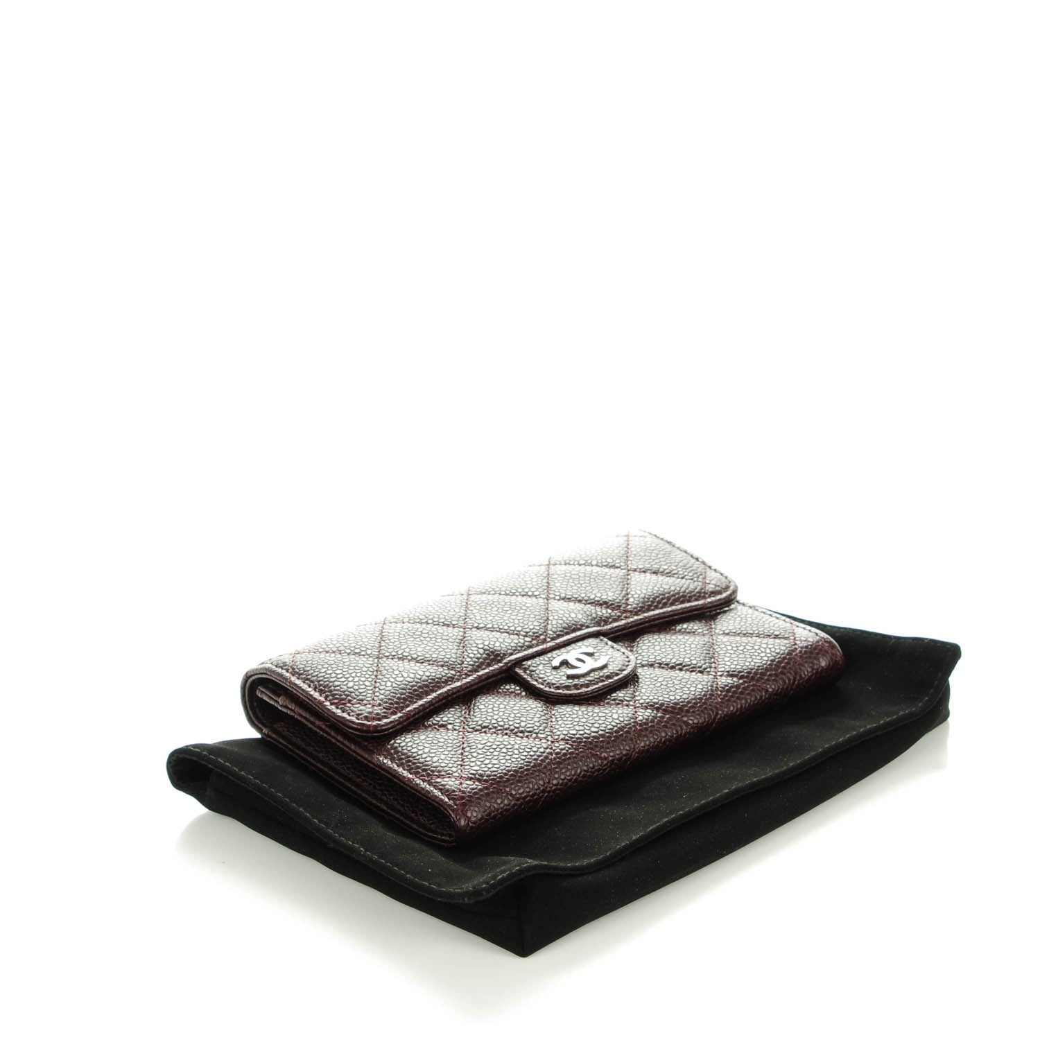 Chanel Caviar Quilted Small Flap Wallet Burgundy 4 of 8