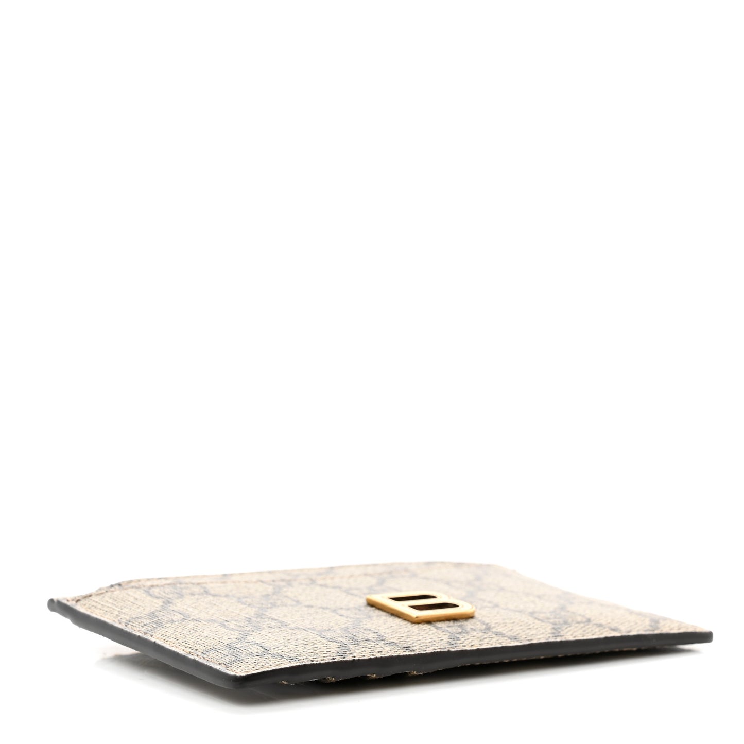 X BALENCIAGA GG Supreme Monogram Zip Card Case Beige Ebony