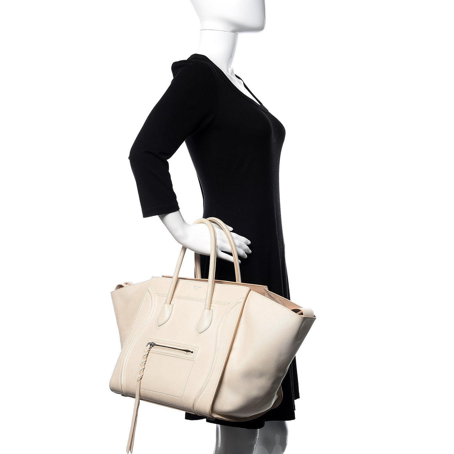 Grained Calfskin Medium Phantom Luggage Cream