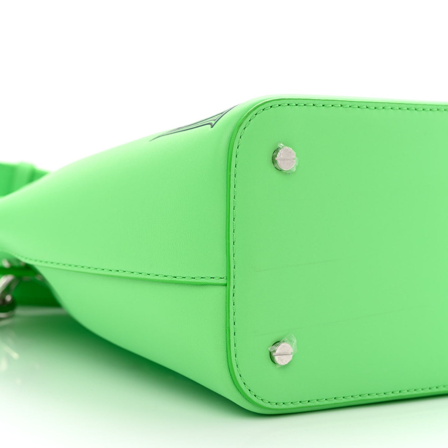 Calfskin Drawstring Logo Bucket Bag Green