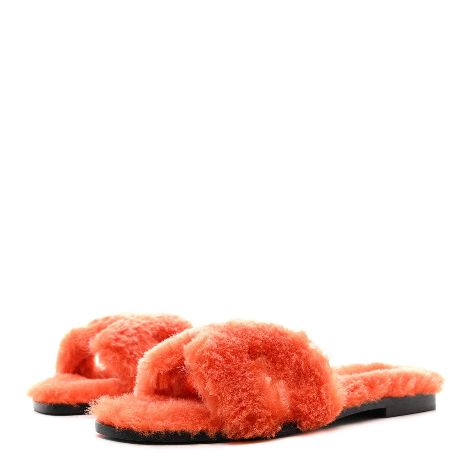 Hermes Woolskin Oran Sandals 38.5 Orange 3 of 7