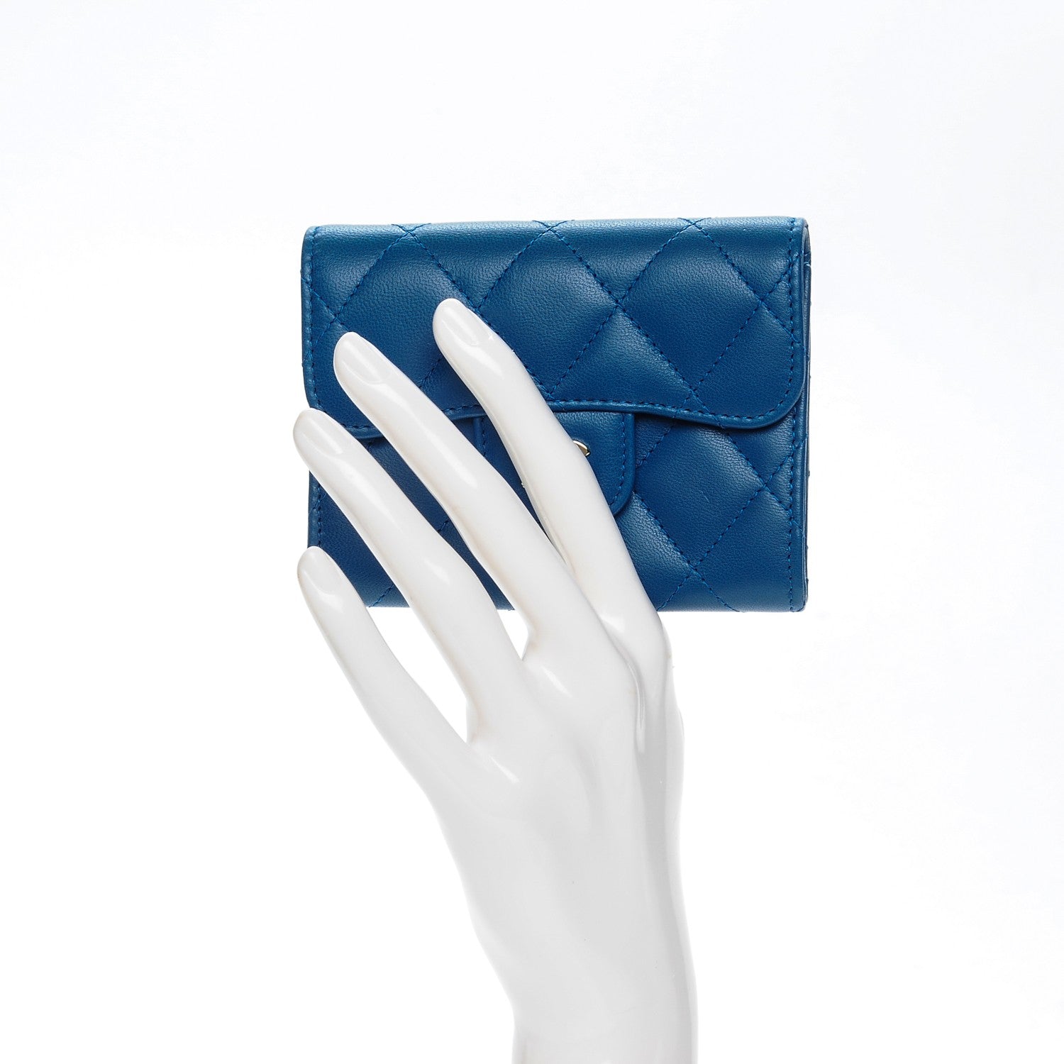 Chanel Lambskin Quilted Card Holder Blue 2 of 8