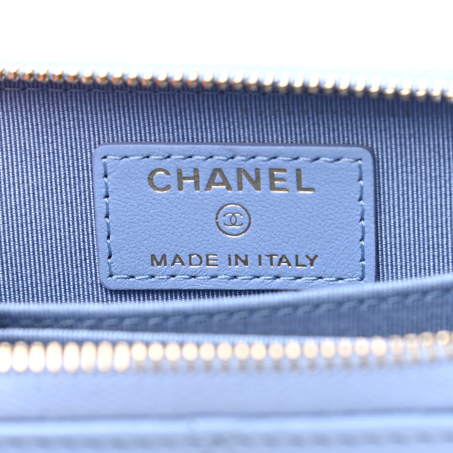 Chanel Lambskin Quilted Zip Around Coin Purse Wallet Light Blue 6 of 7