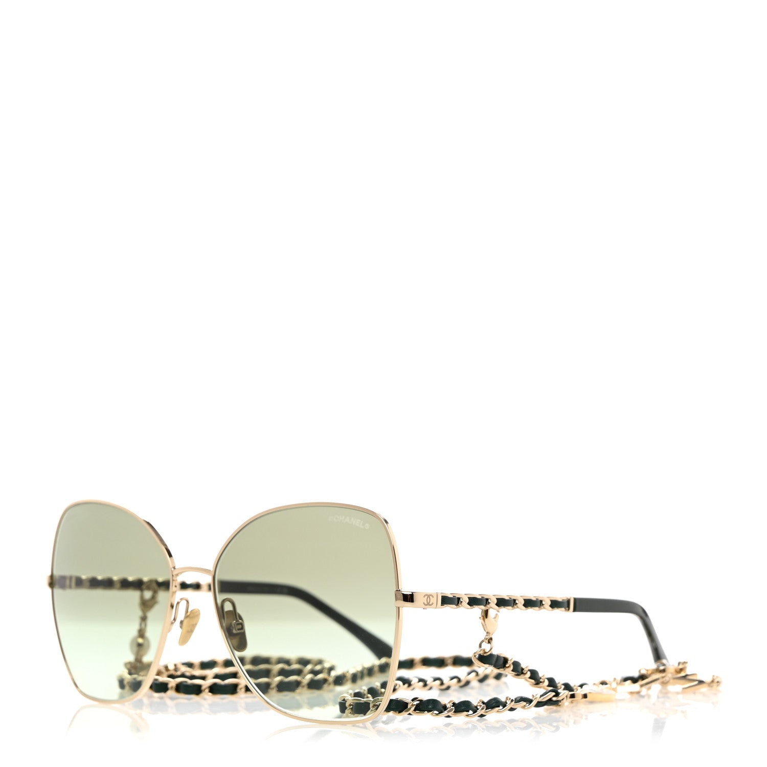 Chanel Metal Square Frame Chain Sunglasses 4274-Q Green 1 of 9