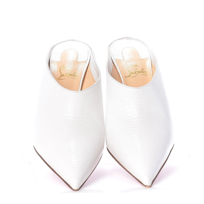 Christian Louboutin Calfskin Lizard Embossed Quart 80 Mules 40.5 White 5 of 10