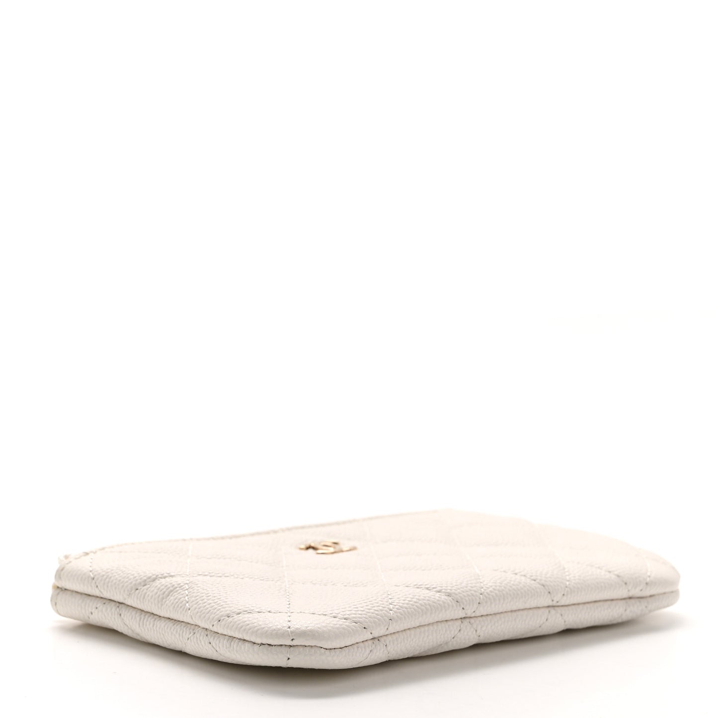 Caviar Quilted Small Cosmetic Case White