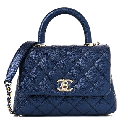 Chanel Iridescent Caviar Quilted Extra Mini Coco Handle Flap Dark Blue 1 of 9