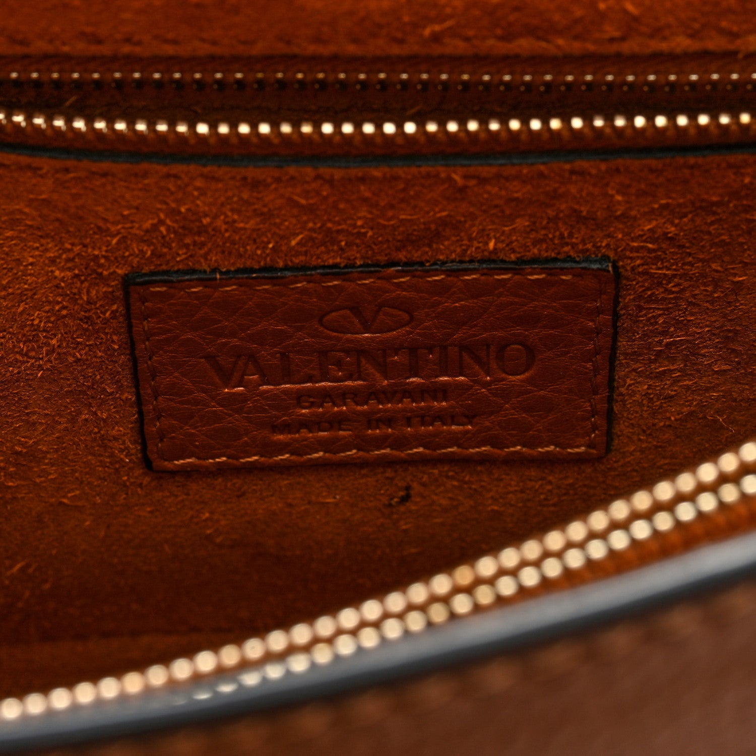 Valentino Garavani Pebbled Calfskin Rockstud Flip Lock Top Handle Bag Cognac 6 of 9