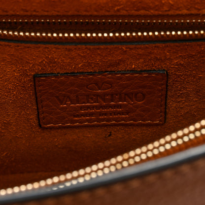 Valentino Garavani Pebbled Calfskin Rockstud Flip Lock Top Handle Bag Cognac 6 of 9
