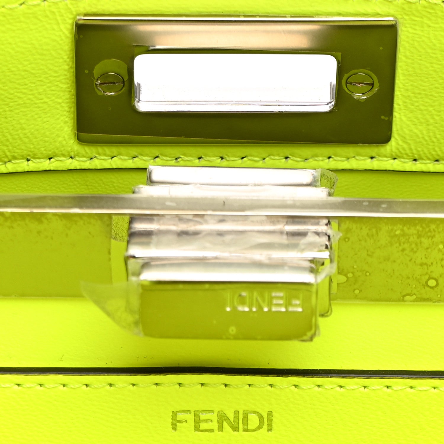 Fendi Vitello Seta Nappa Bi-Color Small Peekaboo I SEE U Satchel White Ice Yellow Fluo 6 of 9