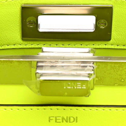 Fendi Vitello Seta Nappa Bi-Color Small Peekaboo I SEE U Satchel White Ice Yellow Fluo 6 of 9