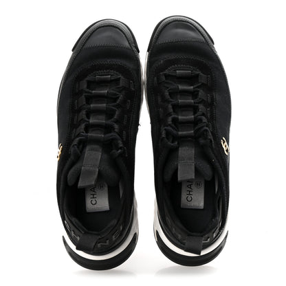 Chanel Velvet Calfskin Mixed Fibers CC Sneakers 38.5 Black 2 of 9