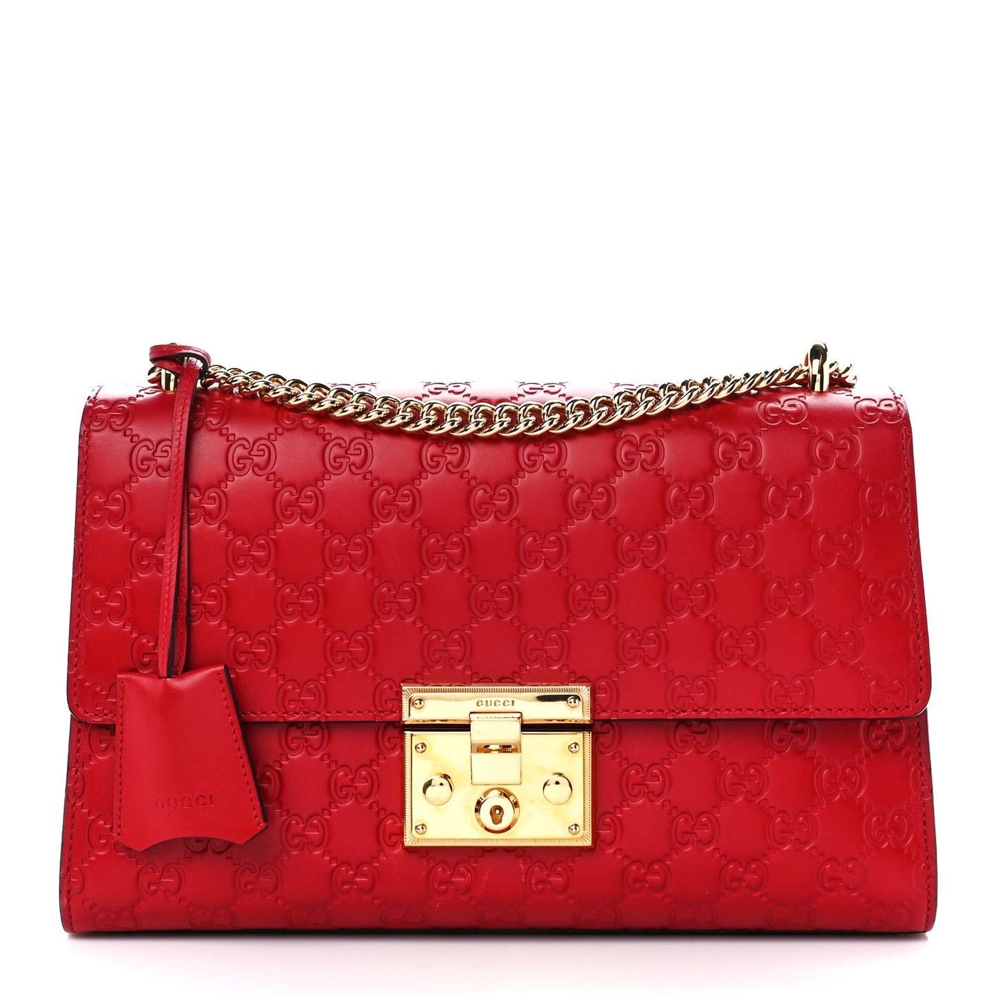 Guccissima Medium Padlock Shoulder Bag Hibiscus Red
