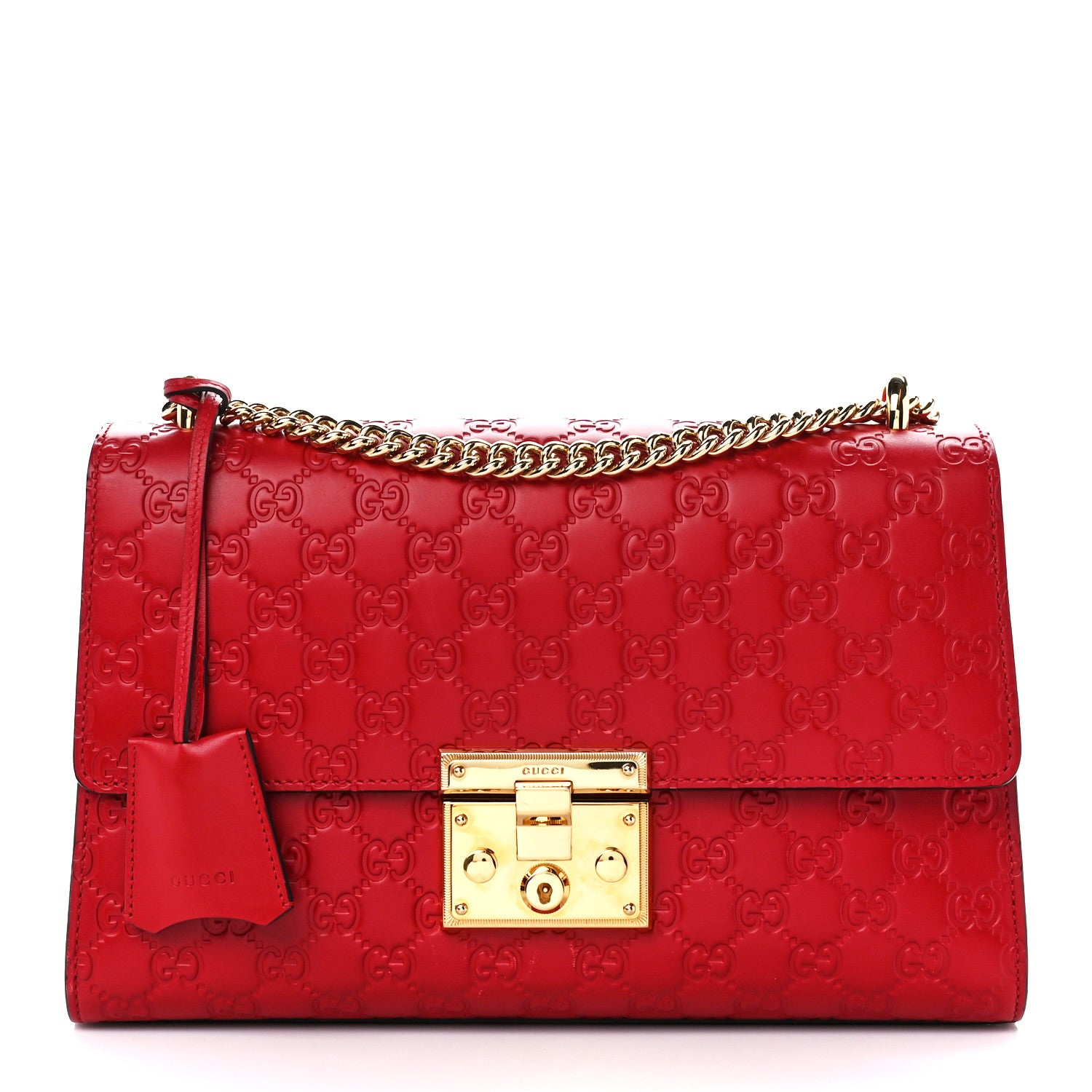 Gucci Guccissima Medium Padlock Shoulder Bag Hibiscus Red 1 of 14