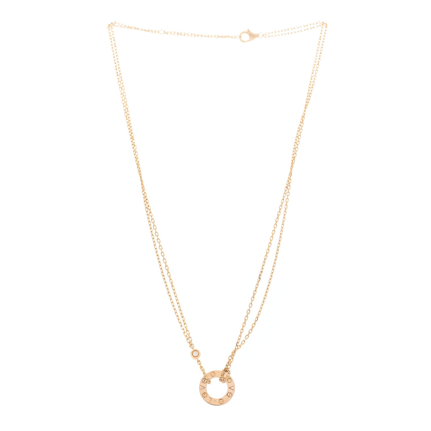 18K Pink Gold 2 Diamond LOVE Necklace