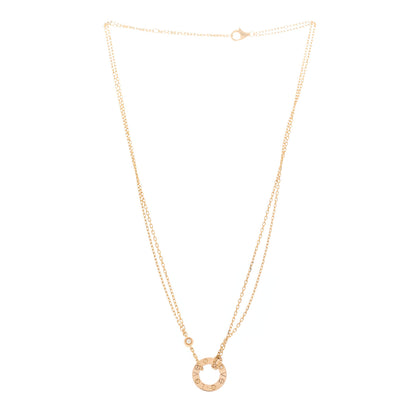 Cartier 18K Pink Gold 2 Diamond LOVE Necklace 3 of 5