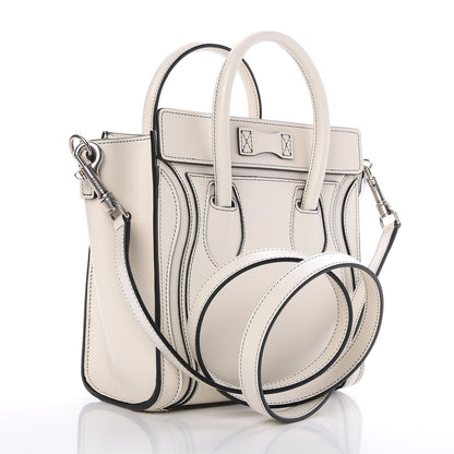 Celine Satin Calfskin Nano Debossed Luggage White 3 of 7