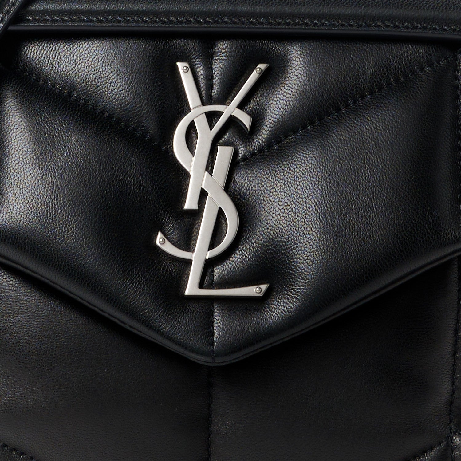 Saint Laurent Lambskin Quilted Small Loulou Puffer Monogram Chain Satchel Black 9 of 11